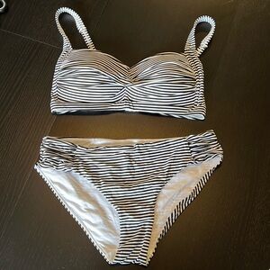 Black and White Striped Bikini